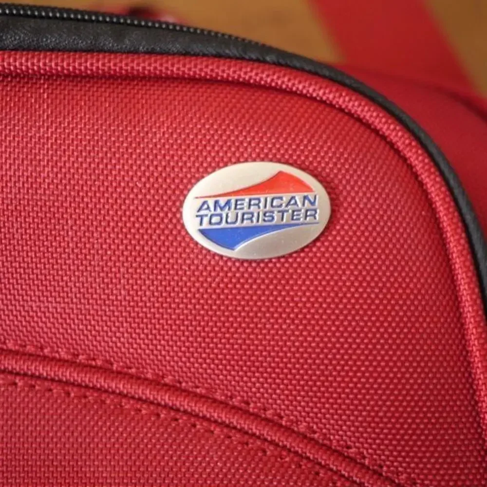 American Tourister Red Nylon Soft Shell Travel Shoulder Carry On Suitcase Bag